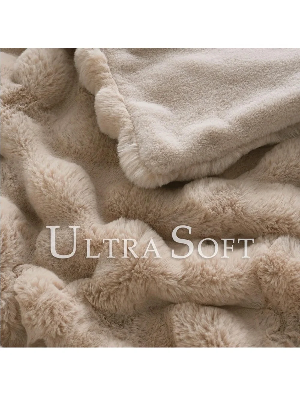 Plush Cream Faux Fur Throw Blanket for Cozy Living